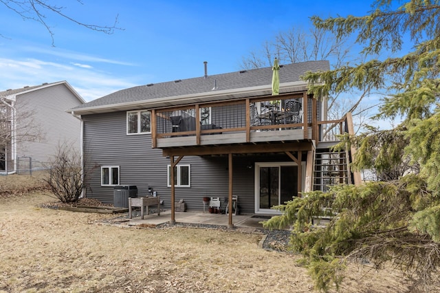 3664 Canary Way, Eagan, MN 55123 - rear view of property featuring a patio, central AC, roof with shingles, and a deck