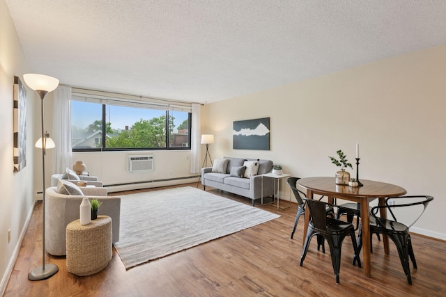 1912 Dupont Ave S Unit 302, Minneapolis, MN 55403 - living area with a baseboard radiator, wood finished floors, a textured ceiling, and baseboards