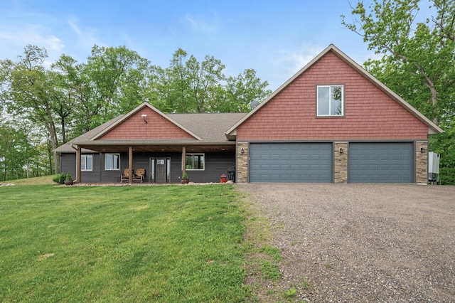 7410 313th Ave NE, North Branch Twp, MN 55056 - view of front of property with a front yard, driveway, a garage, and roof with shingles