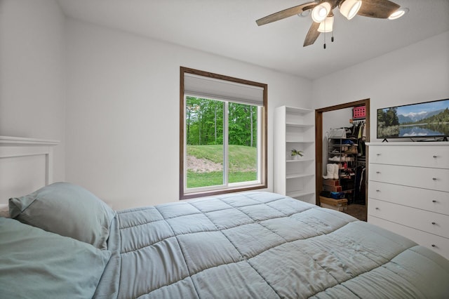 7410 313th Ave NE, North Branch Twp, MN 55056 - bedroom with a walk in closet, a closet, and a ceiling fan
