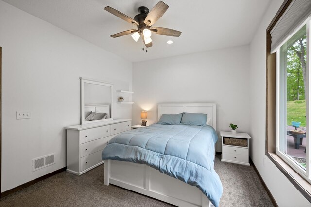 7410 313th Ave NE, North Branch Twp, MN 55056 - bedroom with carpet, baseboards, recessed lighting, and ceiling fan
