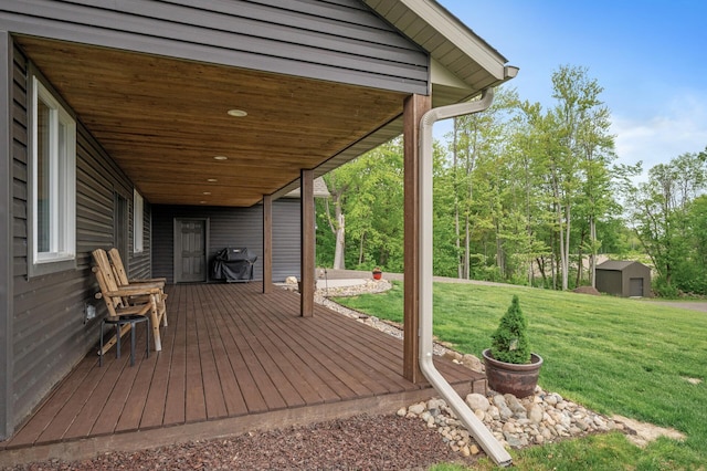 7410 313th Ave NE, North Branch Twp, MN 55056 - wooden terrace with a yard and area for grilling