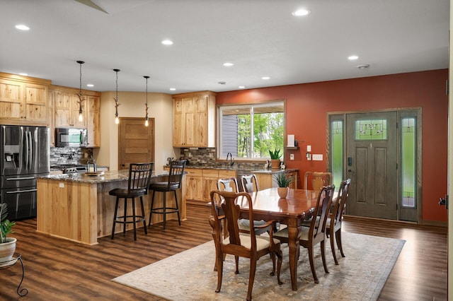 7410 313th Ave NE, North Branch Twp, MN 55056 - dining space featuring recessed lighting and dark wood finished floors