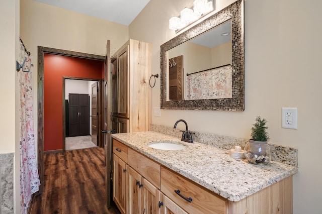 7410 313th Ave NE, North Branch Twp, MN 55056 - bathroom with vanity and wood finished floors