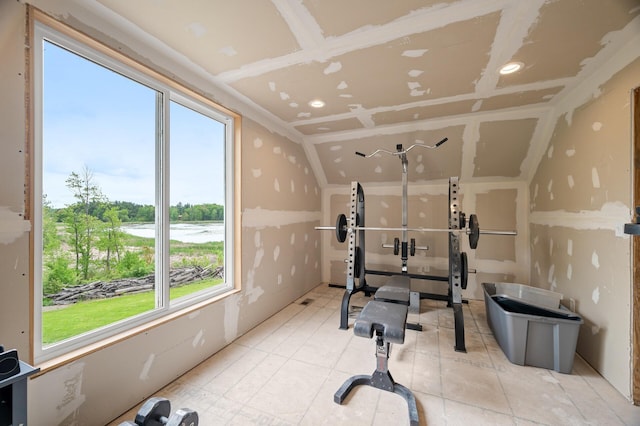 7410 313th Ave NE, North Branch Twp, MN 55056 - exercise area featuring a water view