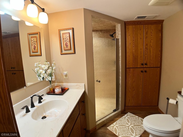 204 10th St N, Sartell, MN 56377 - bathroom with a shower stall, vanity, and toilet