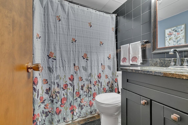 148 21st Ave N, Saint Cloud, MN 56303 - full bathroom featuring vanity, toilet, and a shower with shower curtain