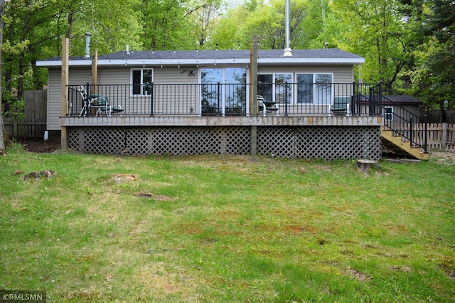 48080 218th Pl, Mcgregor, MN 55760 - back of property featuring a wooden deck and stairs