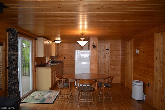 48080 218th Pl, Mcgregor, MN 55760 - dining area with wood ceiling, wood finished floors, and wood walls