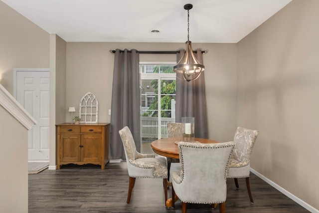 20338 Kensfield Trl Unit 1606, Lakeville, MN 55044 - dining area with dark wood-style floors, a chandelier, and baseboards