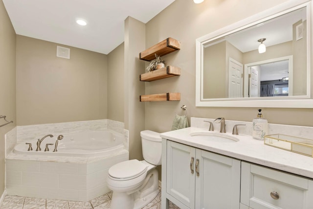 20338 Kensfield Trl Unit 1606, Lakeville, MN 55044 - bathroom featuring a garden tub, vanity, toilet, and tile patterned floors