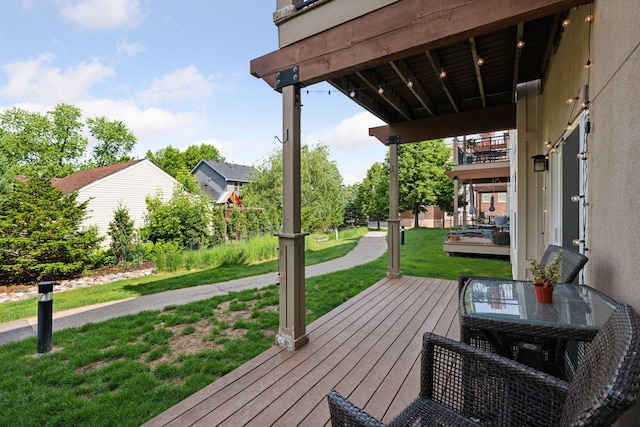 4132 Vernon Ave S Unit A103, Saint Louis Park, MN 55416 - wooden deck featuring a lawn