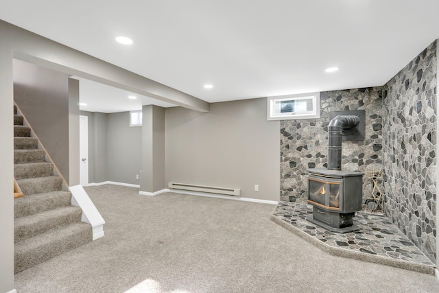 3311 Yukon Ave S, Saint Louis Park, MN 55426 - basement with a baseboard heating unit, carpet floors, healthy amount of natural light, and recessed lighting