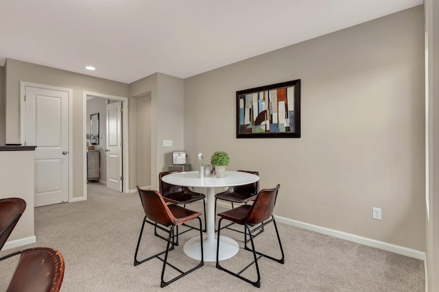 5010 Sandpebble Ln, Woodbury, MN 55129 - dining space with baseboards, light colored carpet, and recessed lighting