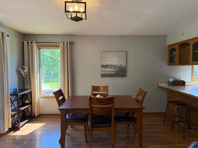 507 Pine Ridge Ter, River Falls, WI 54022 - dining room with wood finished floors, a textured ceiling, and baseboards
