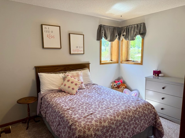 507 Pine Ridge Ter, River Falls, WI 54022 - carpeted bedroom with a textured ceiling and baseboards