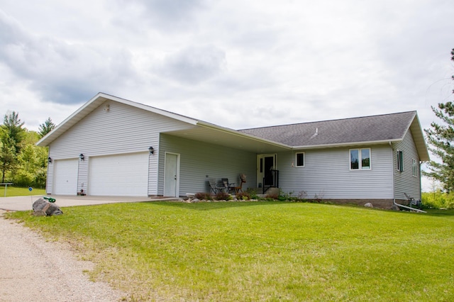 11005 320th St, Clover Twp, MN 56470 - single story home featuring concrete driveway, a front yard, and a garage