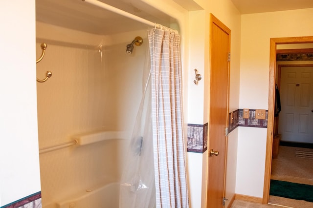 11005 320th St, Clover Twp, MN 56470 - bathroom with a shower with shower curtain