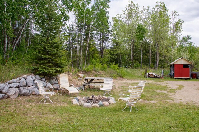 11005 320th St, Clover Twp, MN 56470 - view of green lawn with a fire pit