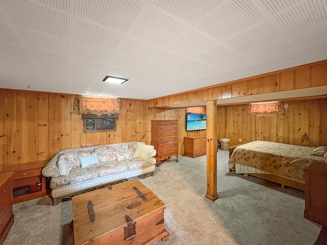 602 26th St, Scanlon, MN 55720 - carpeted bedroom featuring wood walls