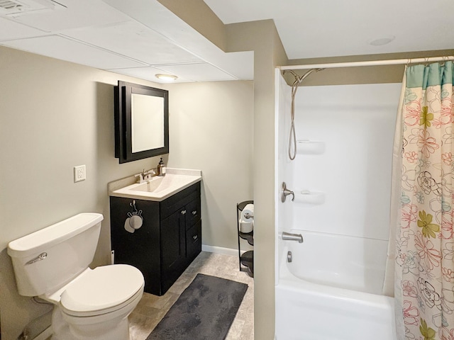 602 26th St, Scanlon, MN 55720 - bathroom featuring vanity, shower / tub combo, and toilet