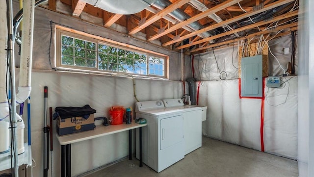 13590 Jesse St, Becker, MN 55308 - washroom with electric panel and washing machine and dryer