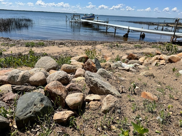42606 Pleasure Park Rd, Otter Tail Twp, MN 56571 - dock area featuring boat lift and a water view