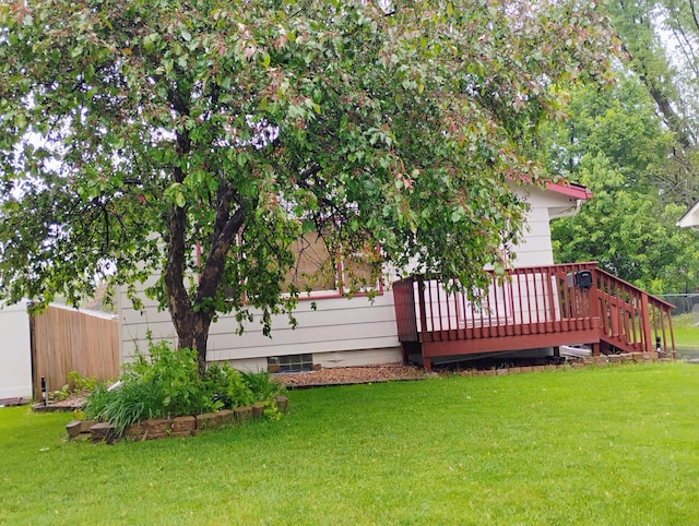 1221 43rd Ave NE, Columbia Heights, MN 55421 - view of green lawn with a wooden deck