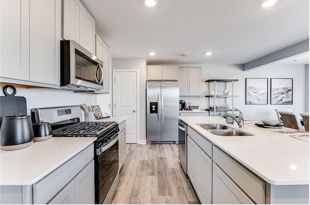 19270 136th Ave N, Rogers, MN 55374 - kitchen featuring stainless steel appliances, a sink, light wood-style flooring, recessed lighting, and light countertops
