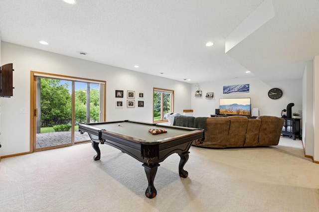 13910 47th Ln NE, Saint Michael, MN 55376 - playroom with light colored carpet, recessed lighting, billiards table, and baseboards