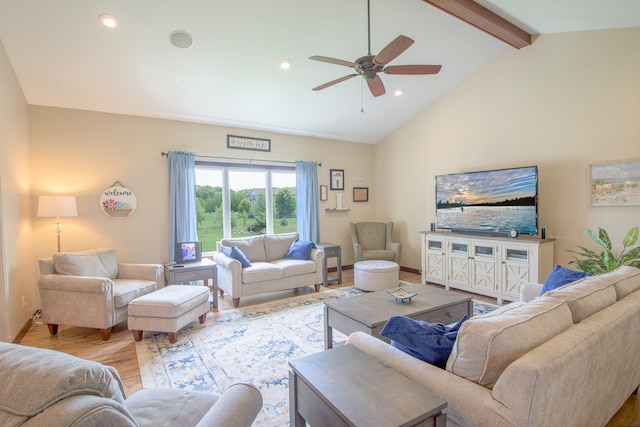 2142 Monarch Ct, Sartell, MN 56377 - living room with wood finished floors, ceiling fan, and recessed lighting