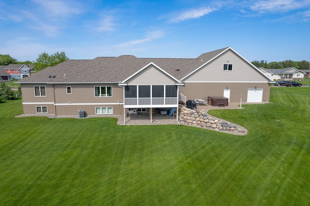 2142 Monarch Ct, Sartell, MN 56377 - back of property featuring a sunroom and a yard