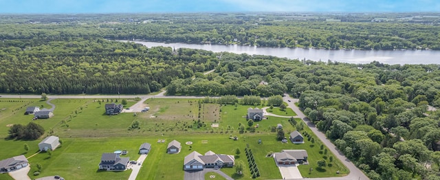2142 Monarch Ct, Sartell, MN 56377 - bird's eye view of a heavily wooded area and a nearby body of water