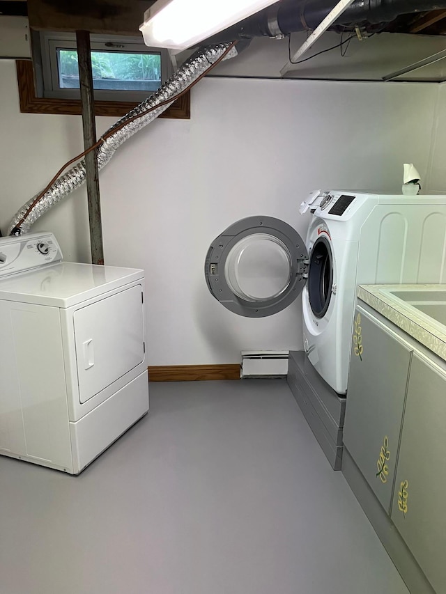 903 2nd St, Princeton, MN 55371 - laundry room with independent washer and dryer, baseboard heating, and baseboards