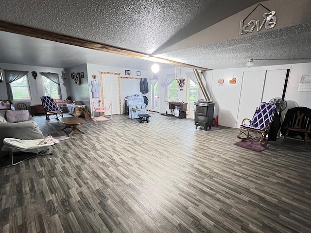 21486 121st Ave, Spring Valley, MN 55975 - exercise room featuring wood finished floors, a textured ceiling, and lofted ceiling