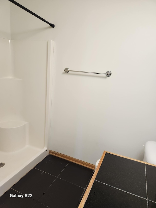 6454 Appaloosa Ave S, Forest Lake, MN 55025 - bathroom with tile patterned floors, a shower, and toilet
