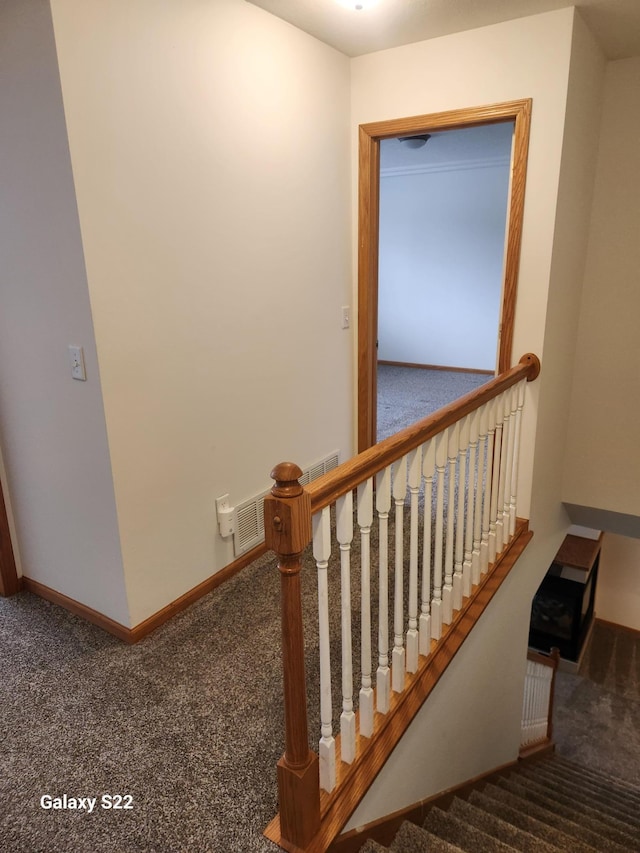 6454 Appaloosa Ave S, Forest Lake, MN 55025 - staircase featuring carpet floors and baseboards