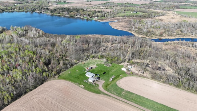 398 11 1/2 Ave, Turtle Lake, WI 54889 - aerial view of property's location with a large body of water and a forest
