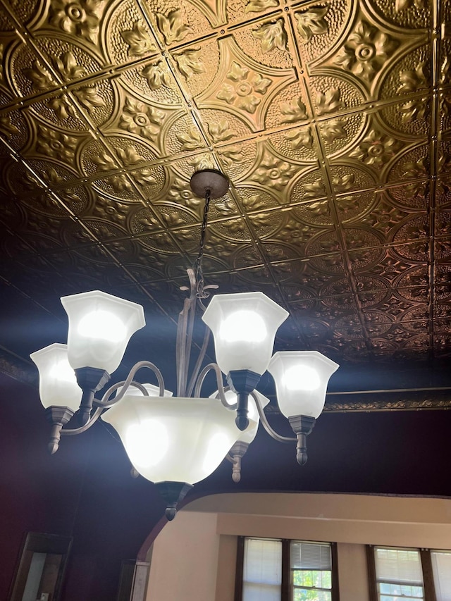 623 4th St, Madison, MN 56256 - detailed view of an ornate ceiling and a chandelier