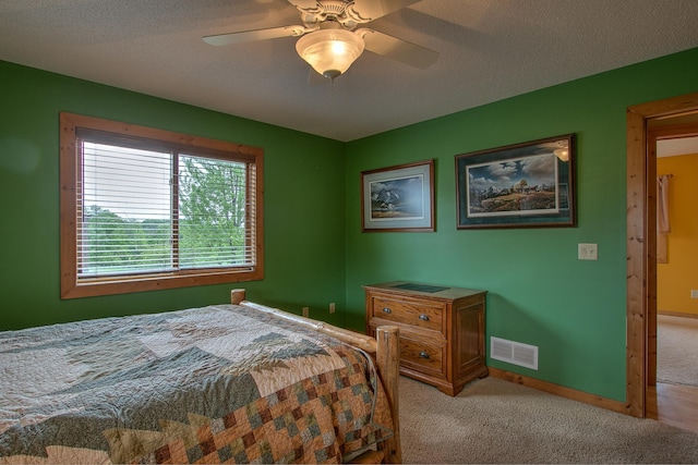 2200 405th Ave NW, Braham, MN 55006 - bedroom with carpet floors, a ceiling fan, and a textured ceiling