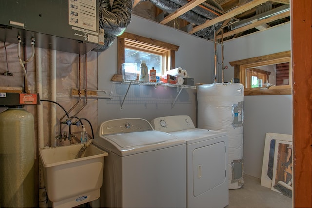 2200 405th Ave NW, Braham, MN 55006 - laundry room with water heater and separate washer and dryer
