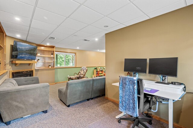 2572 91st Ln NE, Blaine, MN 55449 - carpeted office featuring baseboards, recessed lighting, and a drop ceiling