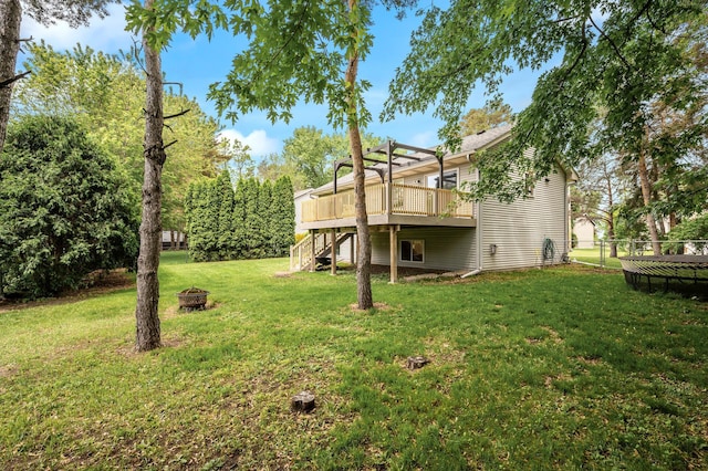 2572 91st Ln NE, Blaine, MN 55449 - view of yard with a wooden deck, an outdoor fire pit, and stairway