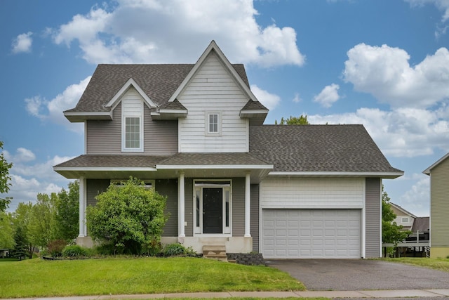 12396 67th St NE, Otsego, MN 55330 - traditional home featuring roof with shingles, an attached garage, asphalt driveway, and a front lawn