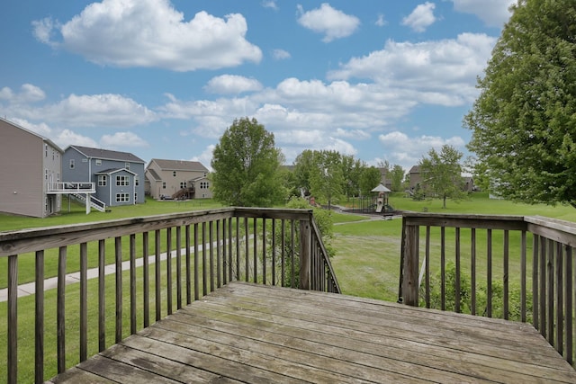 12396 67th St NE, Otsego, MN 55330 - wooden terrace featuring a residential view and a lawn