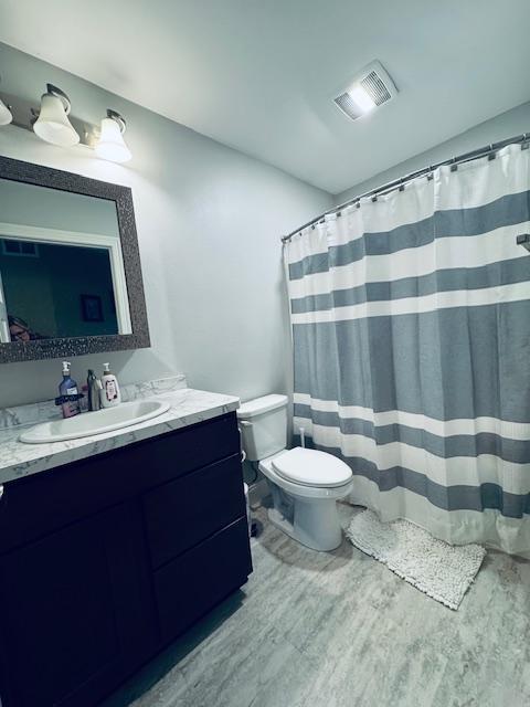 1320 Whiting Rd NW Unit 41, Bemidji, MN 56601 - bathroom with toilet, vanity, and wood finished floors