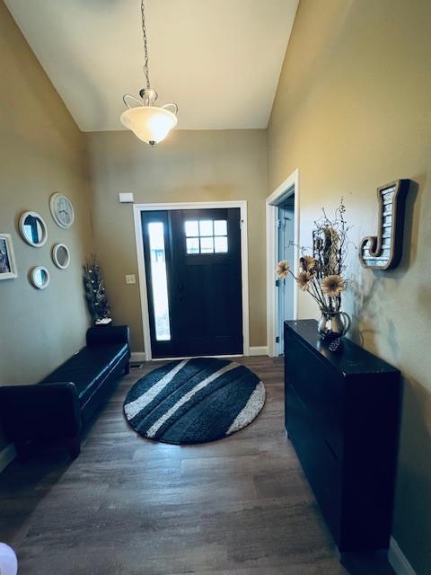 1320 Whiting Rd NW Unit 41, Bemidji, MN 56601 - foyer with dark wood-style floors and baseboards