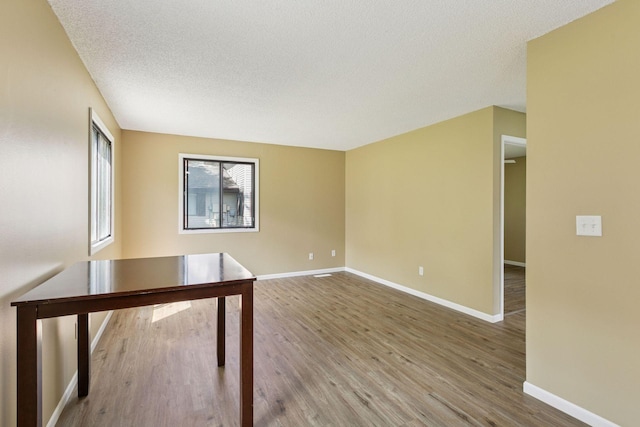 6670 84th Ct N, Brooklyn Park, MN 55445 - unfurnished office with wood finished floors, a textured ceiling, and baseboards