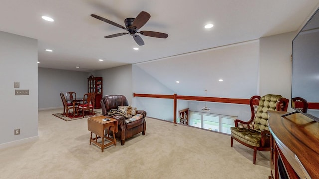 1829 Traders Point Ln SW, Rochester, MN 55902 - sitting room with a ceiling fan, carpet, recessed lighting, and baseboards