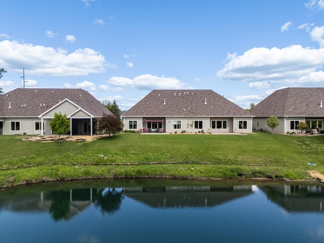 1829 Traders Point Ln SW, Rochester, MN 55902 - rear view of property featuring a water view and a lawn